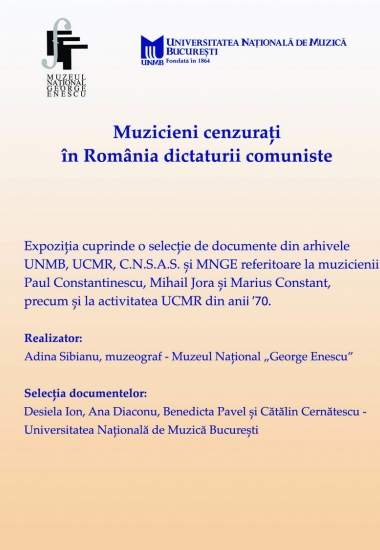 Simpozionul „THE CONTROL OF MUSIC. Effects and consequences of the institution of censorship on music culture and education in Europe (late 19th century-1990s)”